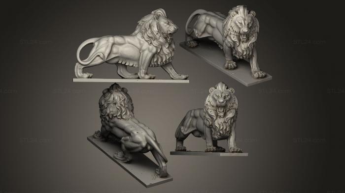 Figurines lions tigers sphinxes (lion agressive, STKL_0036) 3D models for cnc